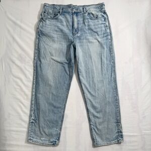 American Eagle Women 90s Boyfriend Jeans Size 16 Regular Light Wash 100% Cotton